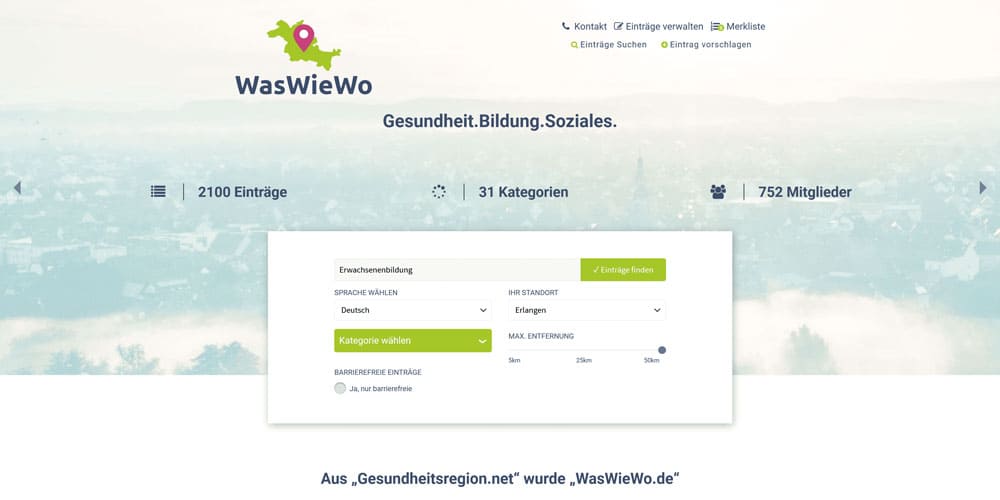 WasWieWo - Das Portal für Gesundheit.Bildung.Soziales